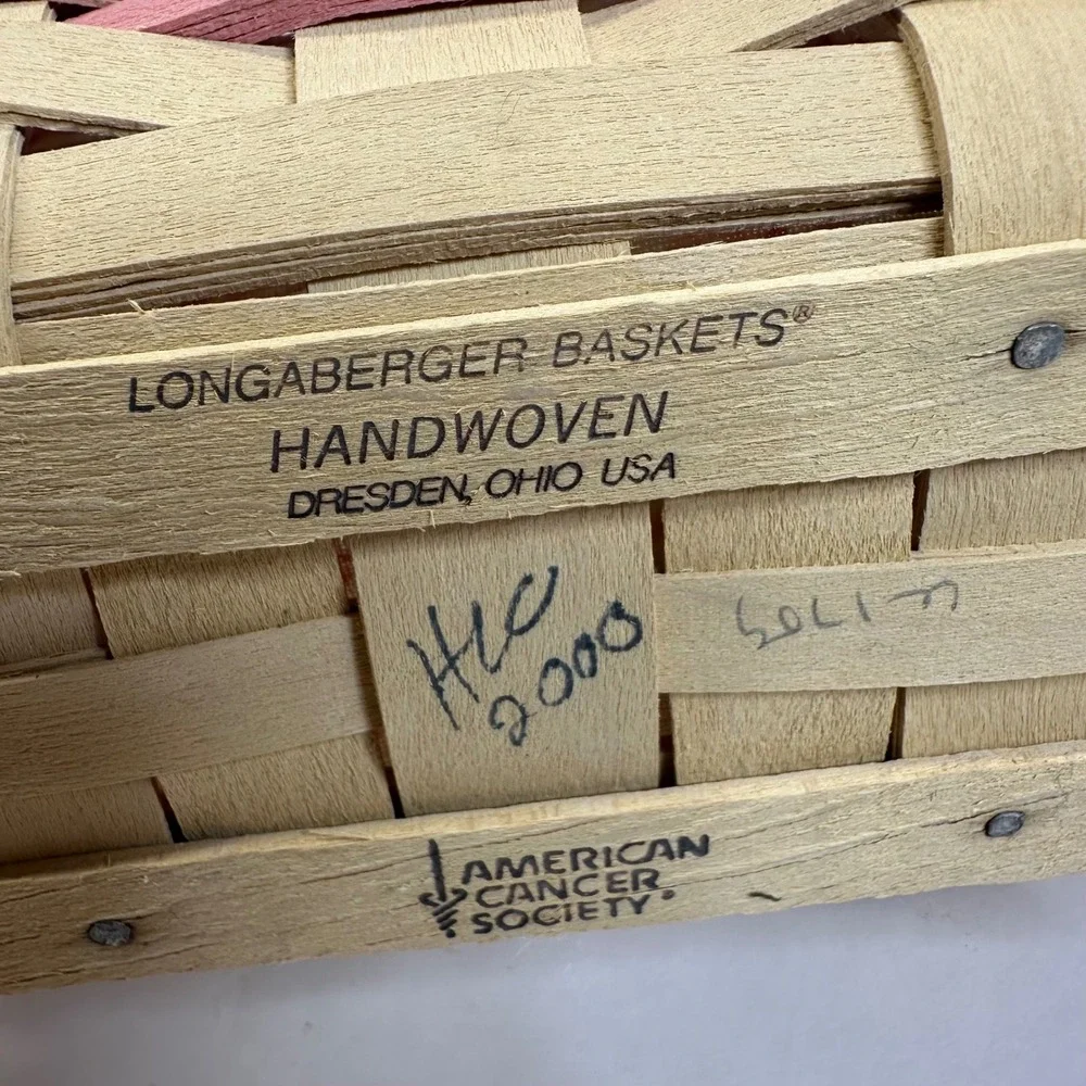 Longaberger 2000 Horizon of Hope Basket Wood Lid Liner Protector American Cancer